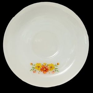 Anchor Hocking Fire King Milk Glass 6 inch Saucer Wild Meadow Flowers